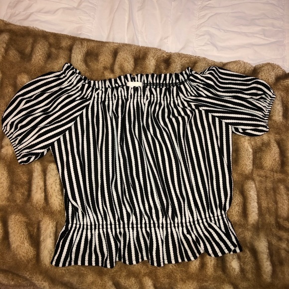 H&M Black and White Striped Peplum Shirt Size XS - Picture 5 of 5